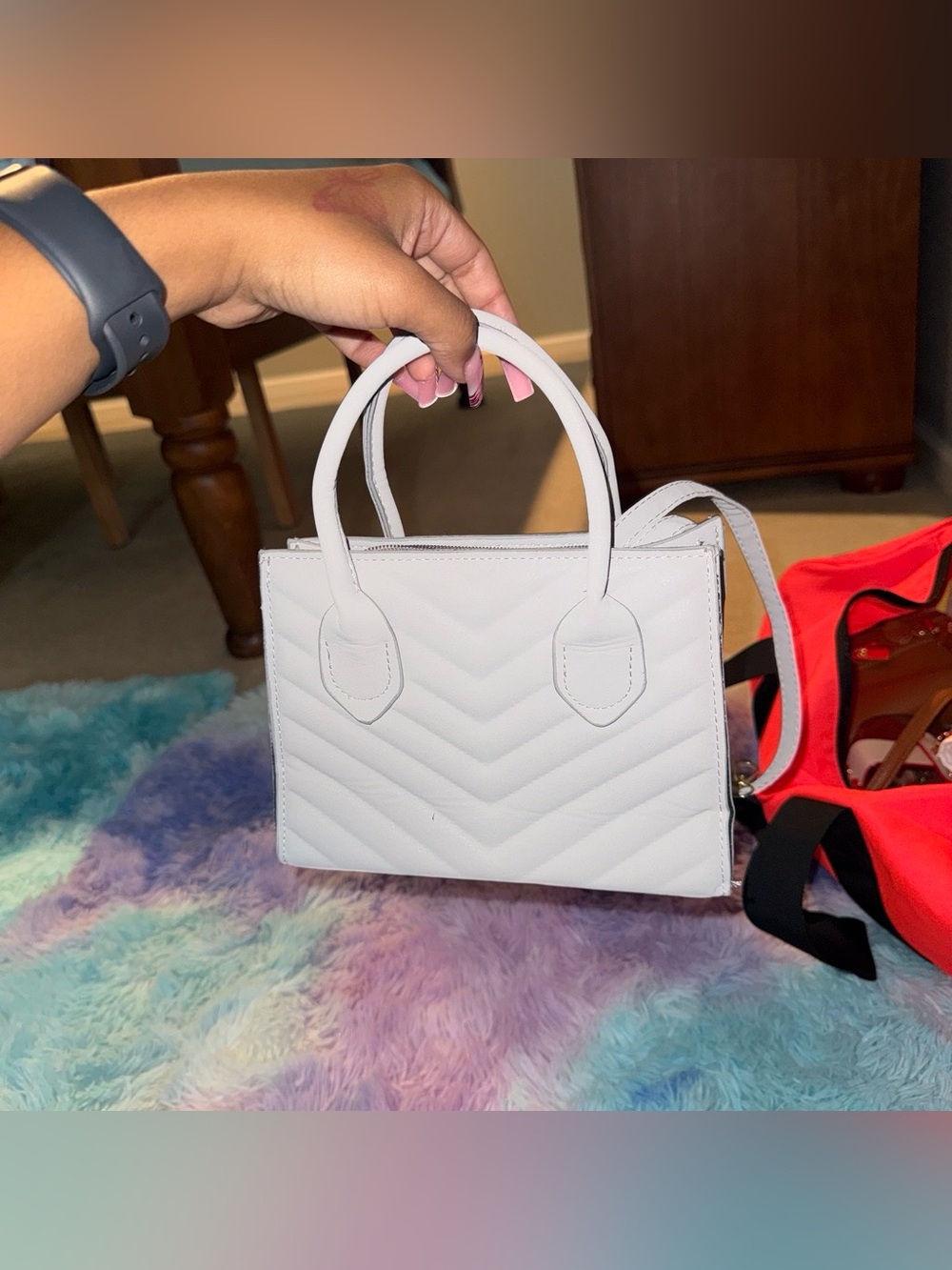 SHEIN White Quilted Mini Tote Bag